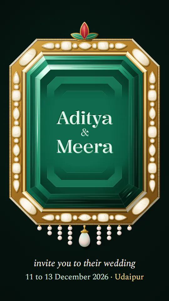 The Emerald Court in Emerald, the cover with the sample couple's names