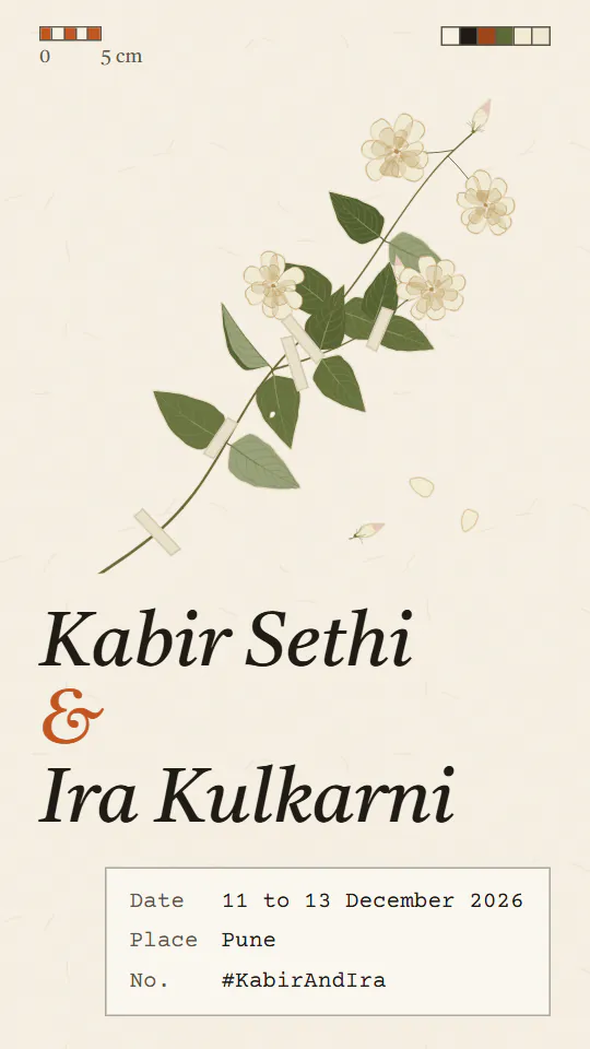 Ivory Press in Terracotta, the cover with the sample couple's names