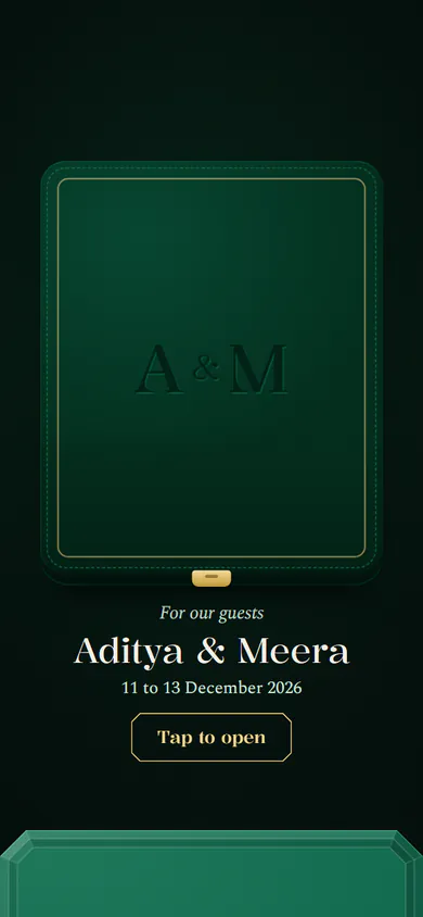The velvet jewel case, closed, with Tap to open